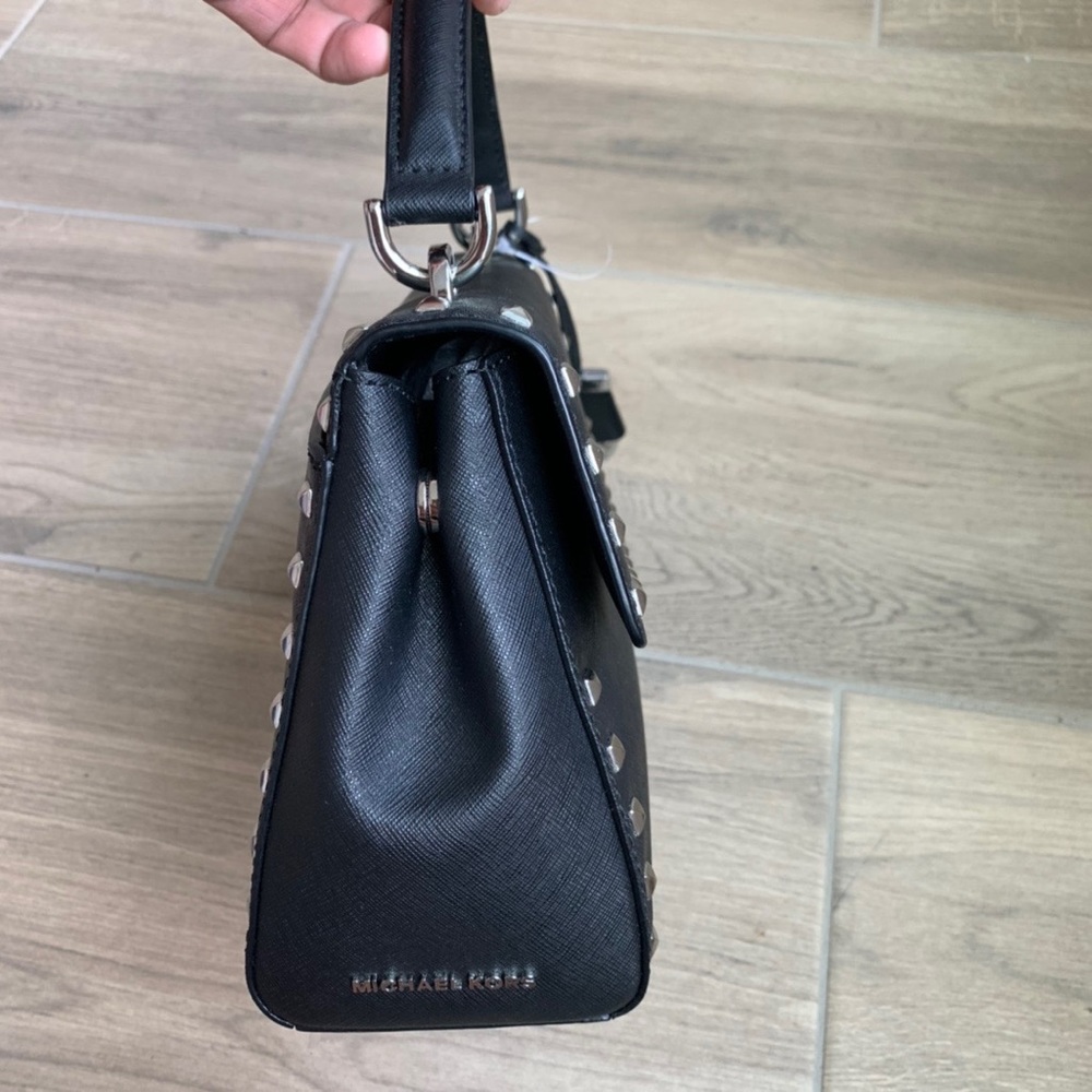 Michael Kors Ava Small Top Handle Studd Black Leather Satchel Brand New. - Picture 6 of 7